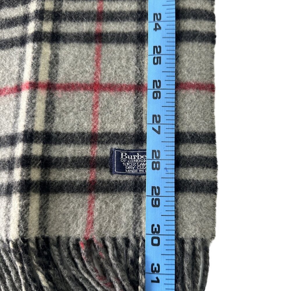 Burberrys Classic Check Scarf Grey 100% Lambswool Unisex Scarf Made In England - Picture 6 of 7